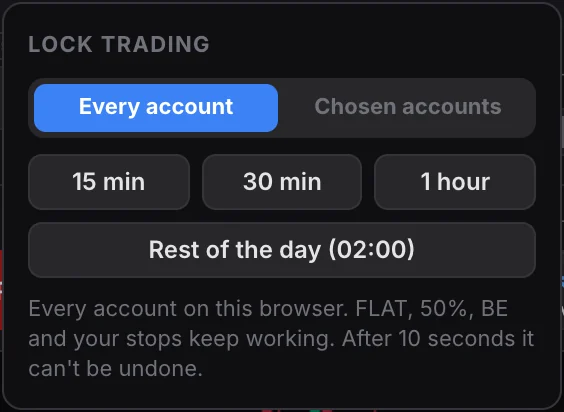 The lock menu on every account